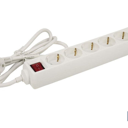 Base múltiple bipolar de 6 tomas para enchufes | Cable de 1,4 m | Interruptor de encendido