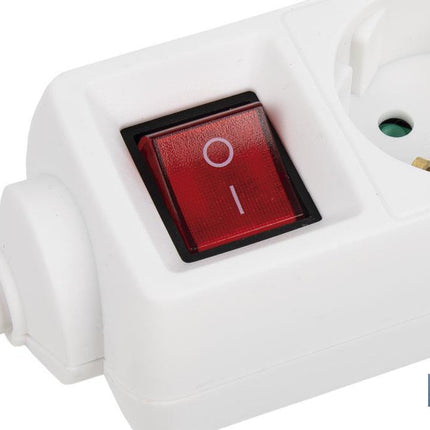 Base múltiple bipolar de 6 tomas para enchufes | Cable de 1,4 m | Interruptor de encendido