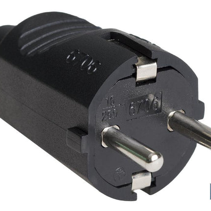 Clavija Bipolar Schuko de goma | 16 A - 250 V | Color Negro
