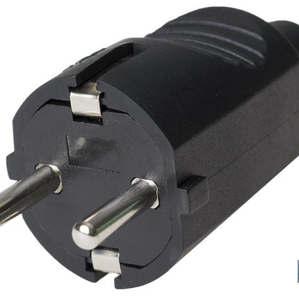 Clavija Bipolar Schuko de goma | 16 A - 250 V | Color Negro