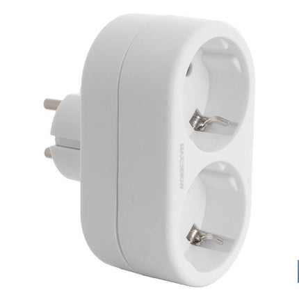 Adaptador doble Frontal Schuko | Color Blanco | 16 A - 250 V