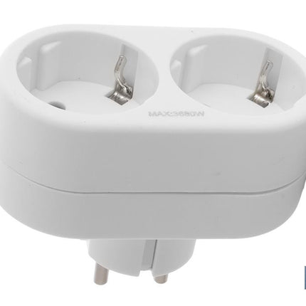 Adaptador doble Frontal Schuko | Color Blanco | 16 A - 250 V