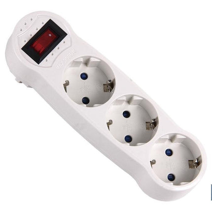 Adaptador triple Frontal Schuko con interruptor | Color Blanco | 16 A - 250 V