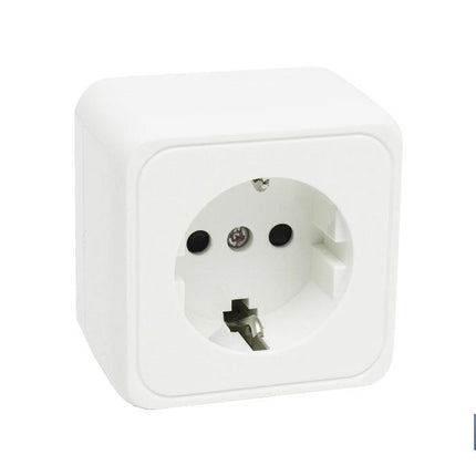 Base cuadrada de superficie con toma tierra | Color Blanco | 16 A - 250 V
