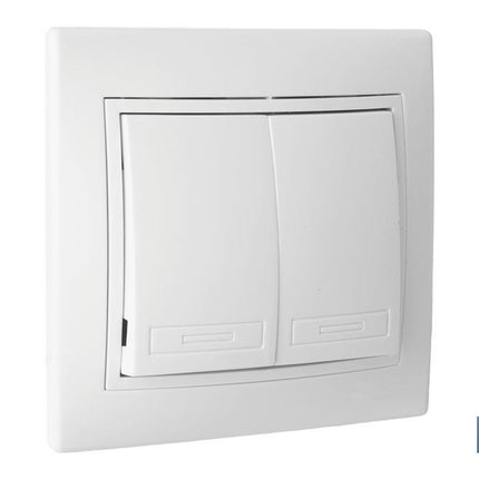 Doble Interruptor - Conmutador de empotrar | Modelo Pacific | 10 A - 250 V | Color blanco