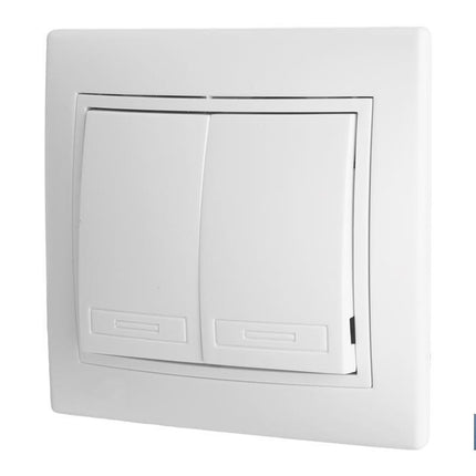 Doble Interruptor - Conmutador de empotrar | Modelo Pacific | 10 A - 250 V | Color blanco