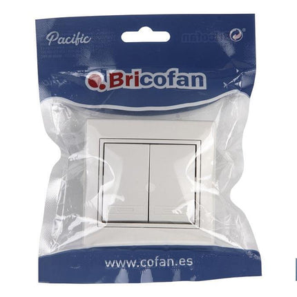 Doble Interruptor - Conmutador de empotrar | Modelo Pacific | 10 A - 250 V | Color blanco