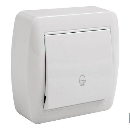 Pulsador de Campana de superficie | Modelo Atlantis | Color blanco | 10 A - 250 V