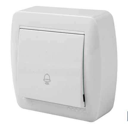 Pulsador de Campana de superficie | Modelo Atlantis | Color blanco | 10 A - 250 V