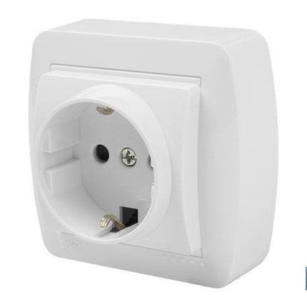 Base Bipolar de superficie | Modelo Atlantis | Color blanco | 16 A - 250 V | L-N