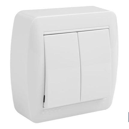 Doble Interruptor de superficie | Modelo Atlantis | Color blanco | 10 A - 250 V
