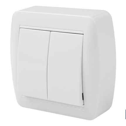 Doble Interruptor de superficie | Modelo Atlantis | Color blanco | 10 A - 250 V