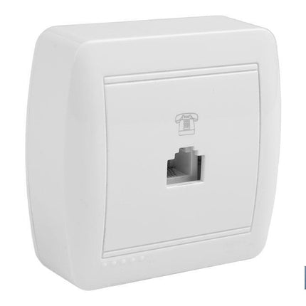 Base para Teléfono RJ11 de superficie | Modelo Atlantis | Color blanco | 10 A - 250 V