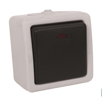 Interruptor - Conmutador Estanco IP44 | Para exteriores | 10A 250V | Color gris