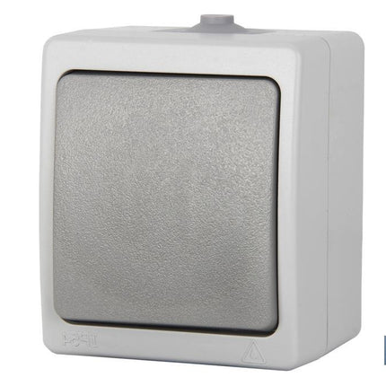 Interruptor - Conmutador Estanco IP44 | Para exteriores | 10A 250V | Color gris