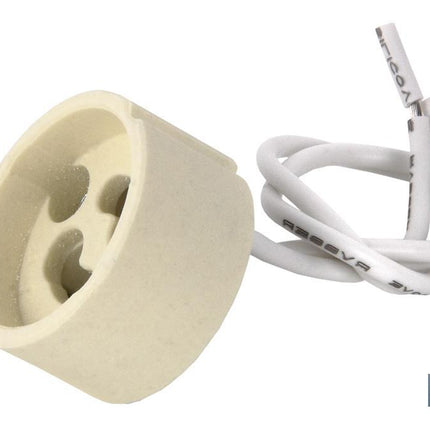 Portalámparas cerámico con casquillo y cable | Para lámparas tipo GU10 o GZ10 | 2 A - 250 V~