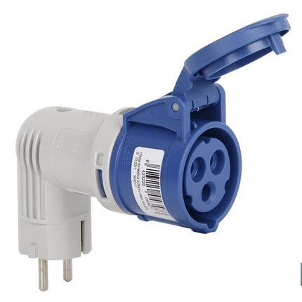 Adaptador bipolar de conversión | Grado de protección IP 44 | Clavija Schuko 2 P + T | 16 A