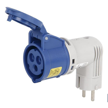 Adaptador bipolar de conversión | Grado de protección IP 44 | Clavija Schuko 2 P + T | 16 A