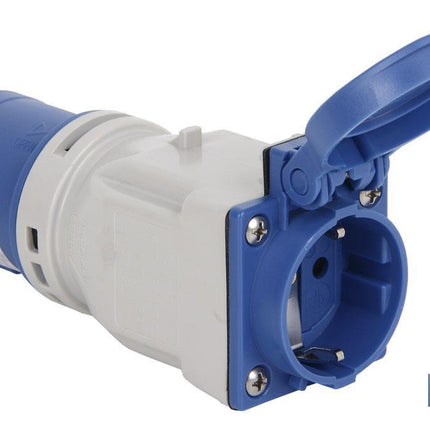 Adaptador industrial clavija-base | Grado de protección IP 44 | Clavija-base Schuko 2 P + T | 16 A
