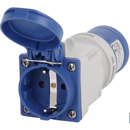Adaptador industrial clavija-base | Grado de protección IP 44 | Clavija-base Schuko 2 P + T | 16 A