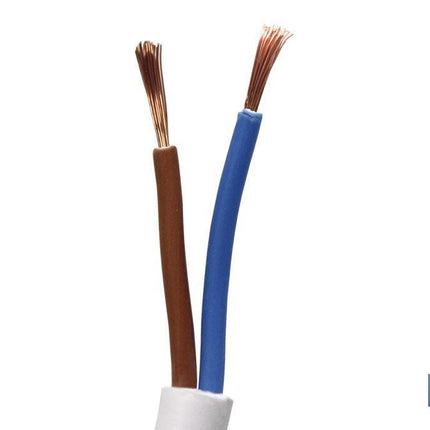 Rollo Cable Eléctrico de 100 m | PVC H05VV-F | Sección 2 x 1 mm2 | Color Blanco