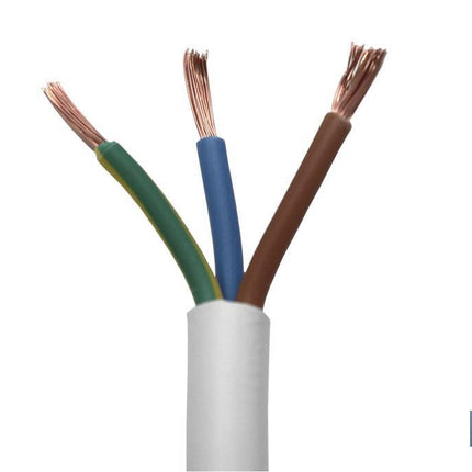 Rollo Cable Eléctrico de 100 m | PVC H05VV-F | Sección 3 x 1,5 mm2 | Color Blanco