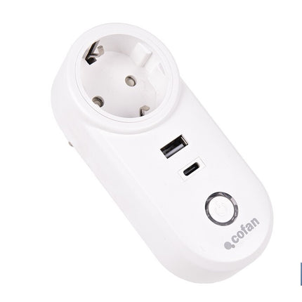 Enchufe inteligente con USB y tipo C | Conexión WiFi y Bluetooth | Aplicación: Smart Life o Tuya | Compatible con Alexa y Google | Control remoto, temporizador y protección infantil