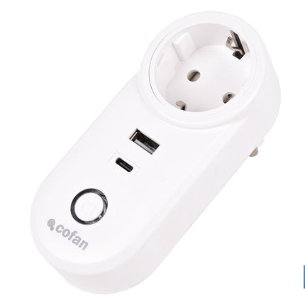 Enchufe inteligente con USB y tipo C | Conexión WiFi y Bluetooth | Aplicación: Smart Life o Tuya | Compatible con Alexa y Google | Control remoto, temporizador y protección infantil