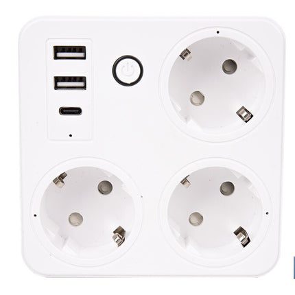 Regleta inteligente WiFi con 3 tomas + 2 puertos USB + 1 puerto USB-C | Conectividad WiFi y Bluetooth | Aplicación: Smart Life o Tuya | Control remoto de dispositivos | Compatible con Alexa y Google