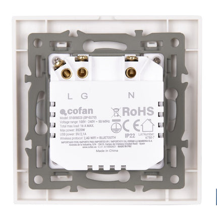 Base de enchufe inteligente con USB y tipo C | Conexión WiFi y Bluetooth | Aplicación: Smart Life o Tuya | Compatible con Alexa y Google | Control remoto, temporizador y protección infantil