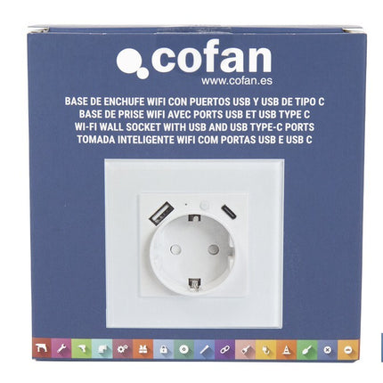 Base de enchufe inteligente con USB y tipo C | Conexión WiFi y Bluetooth | Aplicación: Smart Life o Tuya | Compatible con Alexa y Google | Control remoto, temporizador y protección infantil