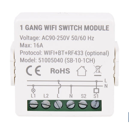 Relé individual WiFi inteligente | Automatiza interruptores o enchufes | Funcionamiento con aplicación Smart Life o Tuya | Compatible con Alexa y Google | 16 A/3520 W | Conectividad WiFi