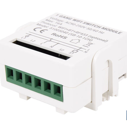 Relé individual WiFi inteligente | Automatiza interruptores o enchufes | Funcionamiento con aplicación Smart Life o Tuya | Compatible con Alexa y Google | 16 A/3520 W | Conectividad WiFi