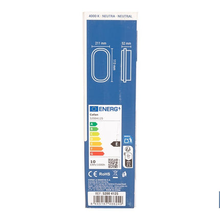 Luminaria LED 10 W 1200 lúmenes con luz neutra 4000 K IP65 | Ahorro de energía y larga duración 30.000 h de vida | Eficiencia energética E