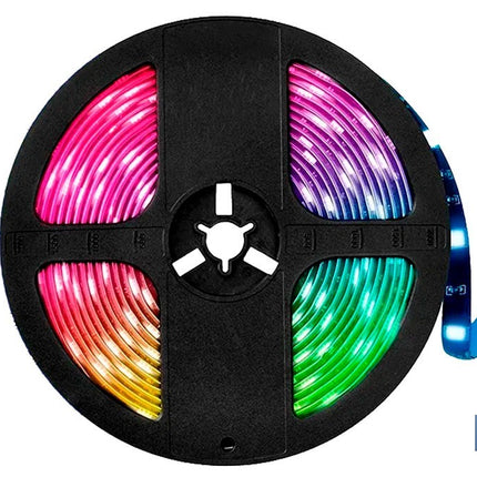 Tira de luz LED con mando a distancia | Iluminación LED RGB 12 V, IP65 con controlador y adaptador | Longitud: 3 metros