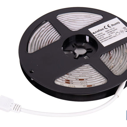Tira de luz LED con mando a distancia | Iluminación LED RGB 12 V, IP65 con controlador y adaptador | Longitud: 3 metros