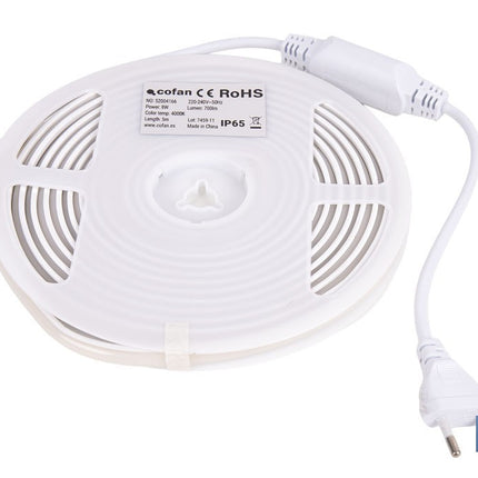 Tira de luz LED neón COB | Impermeable IP65, 8 W, 4000 K, 700 lúmenes | Longitud: 5 metros