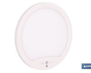 Downlight de superficie 18 W redondo | Sensor de presencia y crepuscular | Diámetro: 230 mm