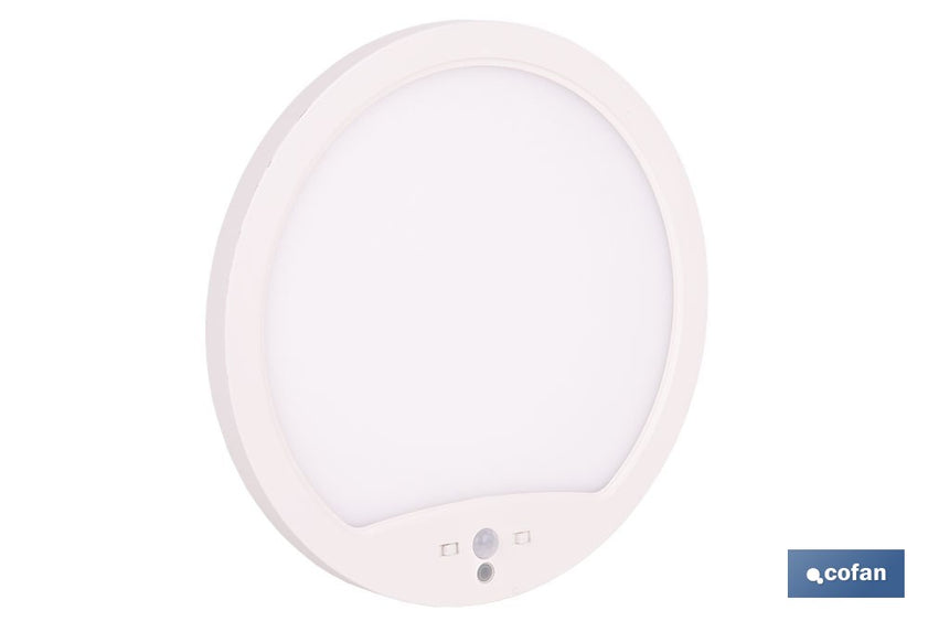 Downlight de superficie 18 W redondo | Sensor de presencia y crepuscular | Diámetro: 230 mm