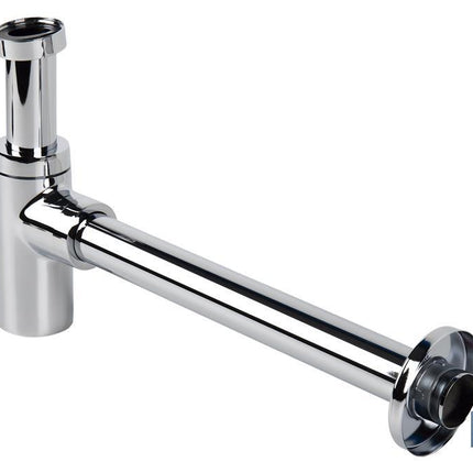 Sifón de Botella | Extensible | Cromado Cilíndrico | Salida horizontal de 330 mm de longitud y Ø32 mm