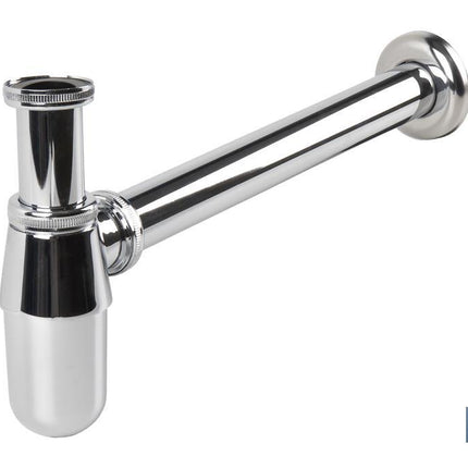 Sifón de botella Cromado | Extensible | Con Salida Horizontal de 330 mm y Ø32 mm | Rosca 1 1/4