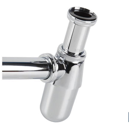 Sifón de botella Cromado | Extensible | Con Salida Horizontal de 330 mm y Ø32 mm | Rosca 1 1/4