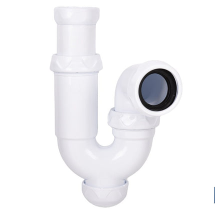 Sifón curvo extensible | Salida ajustable de Ø32-40 mm y racor de 1 1/4 | Flexible y resistente para lavabo