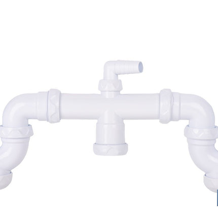 Sifón curvo doble extensible | Salida orientable de Ø32-40 mm y racores de 1 1/2 | Adecuado para fregaderos