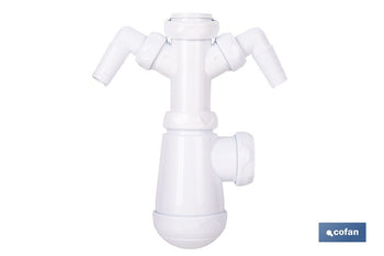Sifón de botella extensible con 2 tomas auxiliares | Salida horizontal de Ø32-40 mm y racor de 1 1/2 | Adecuado para fregadero