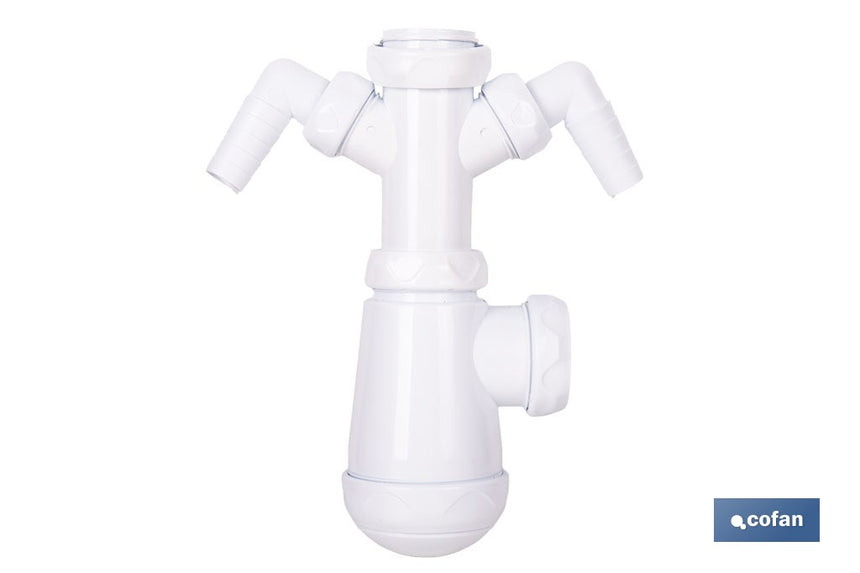 Sifón de botella extensible con 2 tomas auxiliares | Salida horizontal de Ø32-40 mm y racor de 1 1/2 | Adecuado para fregadero