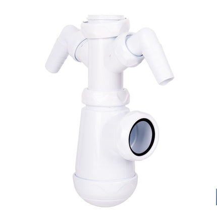 Sifón de botella extensible con 2 tomas auxiliares | Salida horizontal de Ø32-40 mm y racor de 1 1/2 | Adecuado para fregadero