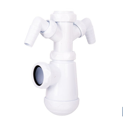 Sifón de botella extensible con 2 tomas auxiliares | Salida horizontal de Ø32-40 mm y racor de 1 1/2 | Adecuado para fregadero