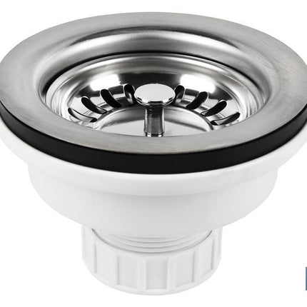 Válvula para fregadero | Fabricada en Polipropileno | Medidas: 1 1/2 x 115 | Con Cesta de Rejilla de Acero Inox.