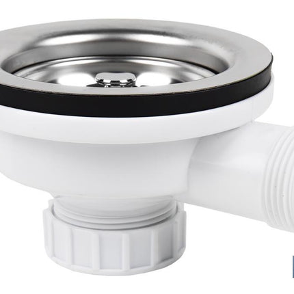 Válvula para Fregadero | Medidas: 1 1/2 x 115 | Con Cesta Rejilla de Acero Inox. y Tornillo | 2 Modelos de Rebosadero